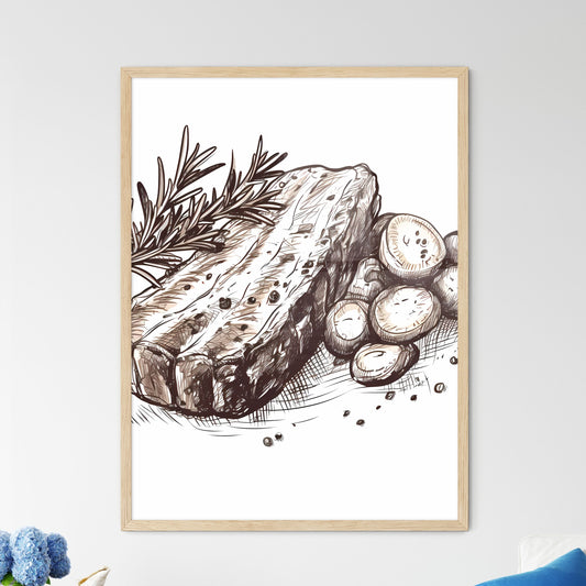 Piece Of Meat With Vegetables And Spices Art Print Default Title