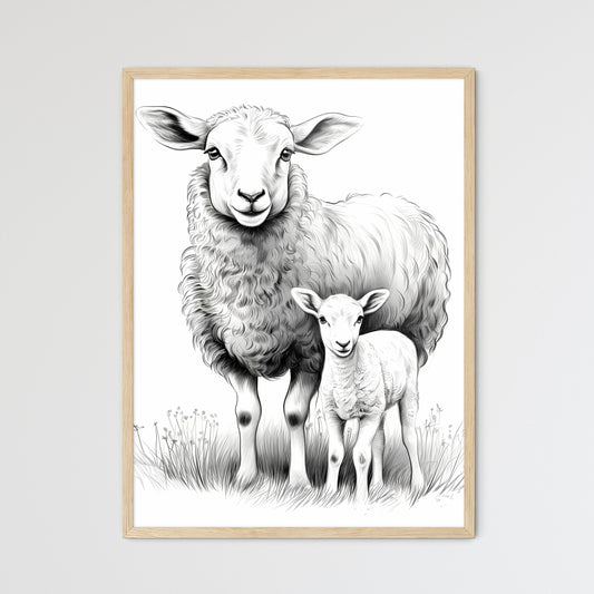 Sheep Standing Next To A Baby Lamb Art Print Default Title