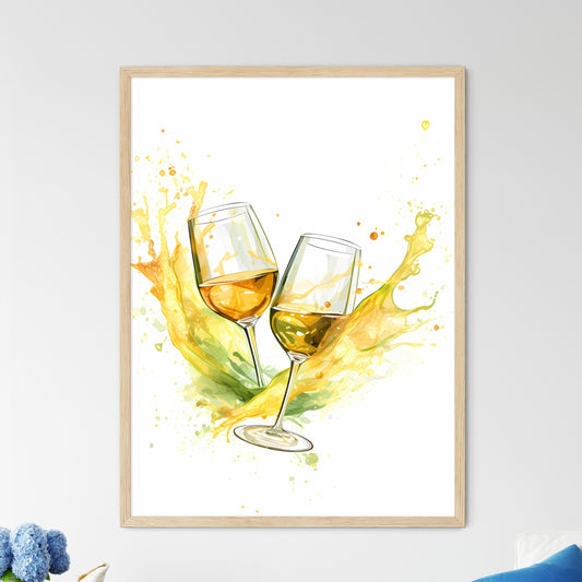Pair Of Wine Glasses With Liquid Splashing Art Print Default Title