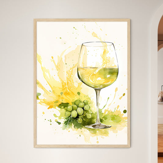 Glass Of Wine With A Bunch Of Grapes And Splashes Art Print Default Title