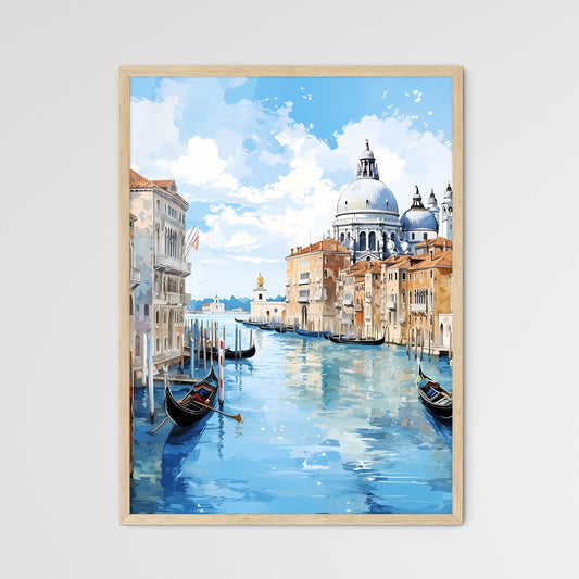 Water Canal With Boats And Buildings In The Background With Grand Canal In The Background Art Print Default Title