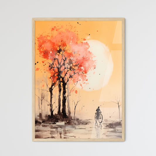 Painting Of A Person Riding A Bicycle Under A Tree Art Print Default Title