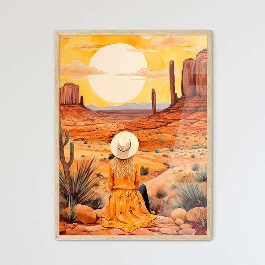 Woman Sitting In A Desert Art Print Default Title