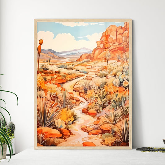 Painting Of A River Running Through A Desert Art Print Default Title