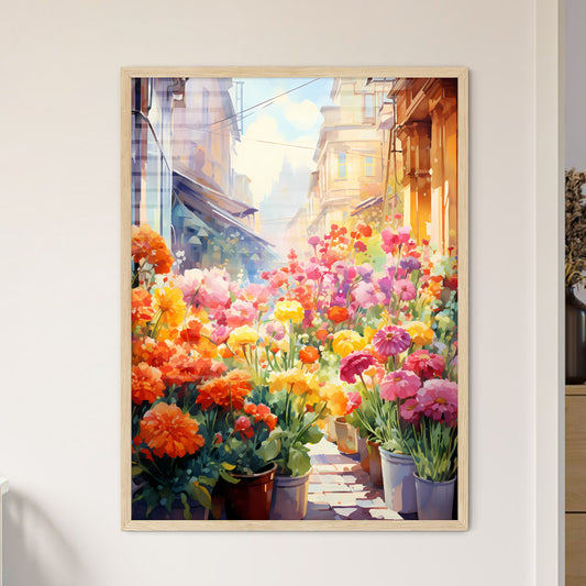 Colorful Flowers In A Street Art Print Default Title
