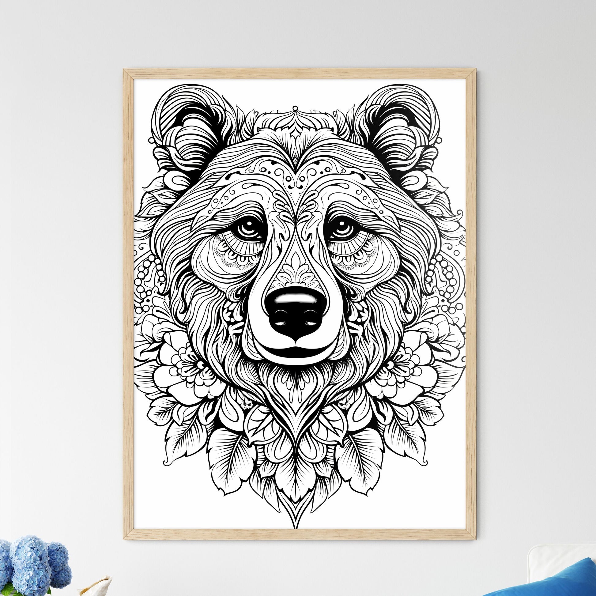 Black And White Drawing Of A Bear Art Print Default Title