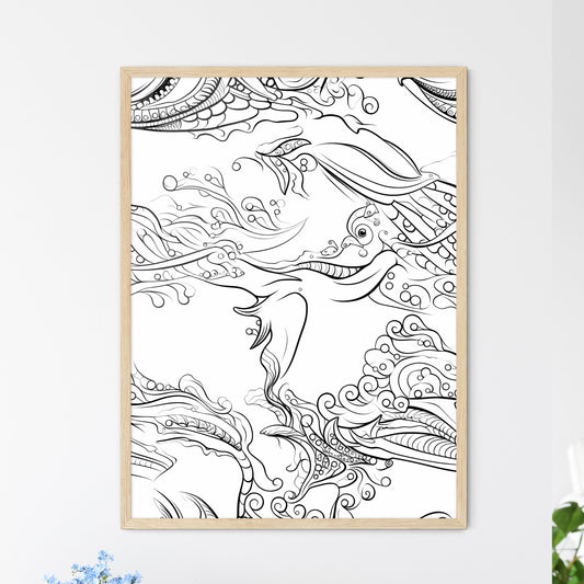 Pattern Of Birds And Flowers Art Print Default Title
