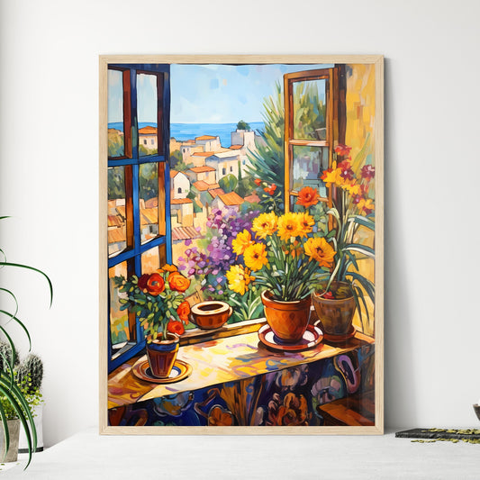 Painting Of Flowers On A Window Sill Art Print Default Title