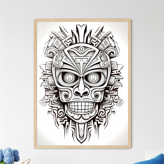 Black And White Drawing Of A Mask Art Print Default Title