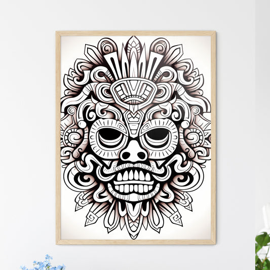 Black And White Drawing Of A Mask Art Print Default Title