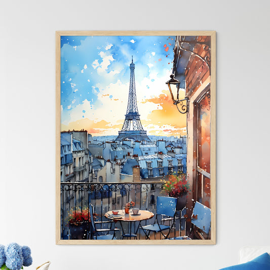 Watercolor Painting Of A City With A Tower In The Distance Art Print Default Title