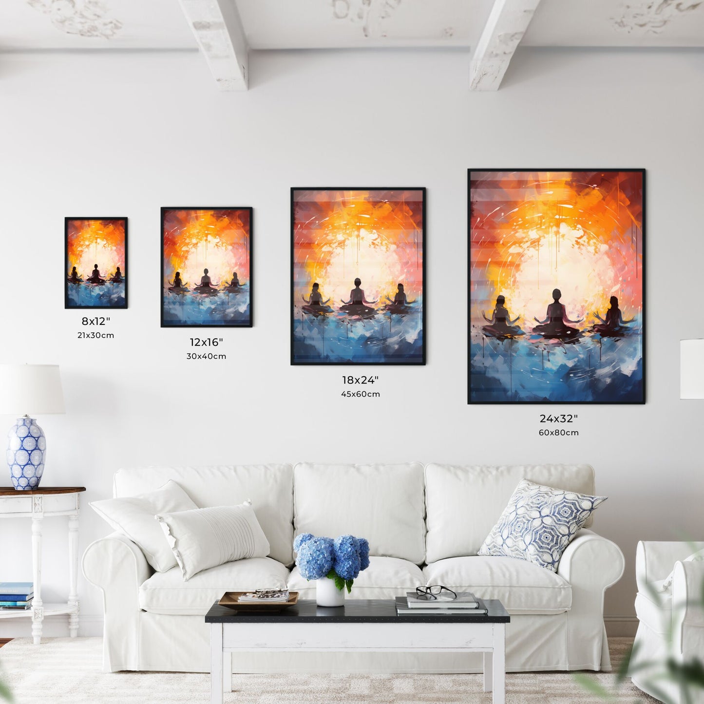 Group Of People Sitting In Lotus Position Art Print Default Title