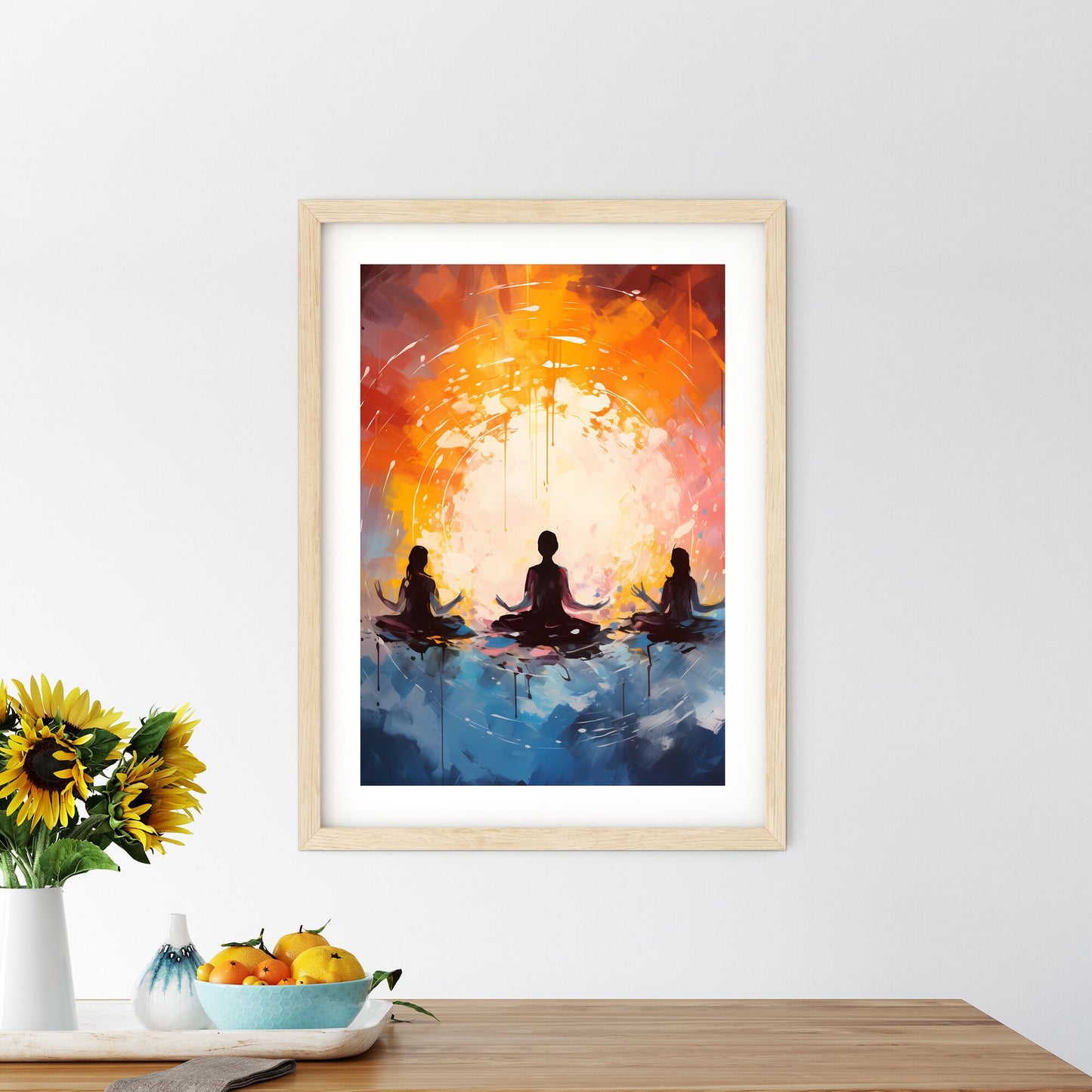 Group Of People Sitting In Lotus Position Art Print Default Title
