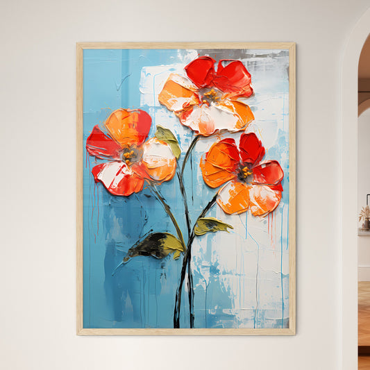 Painting Of Flowers On A Blue Background Art Print Default Title
