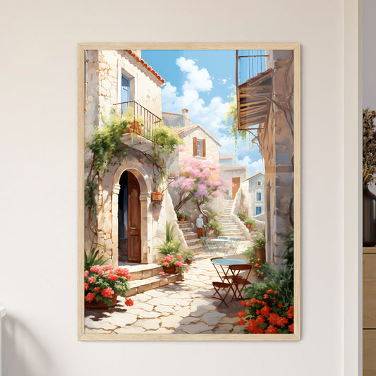 Painting Of A Courtyard With A Table And Chairs Art Print Default Title