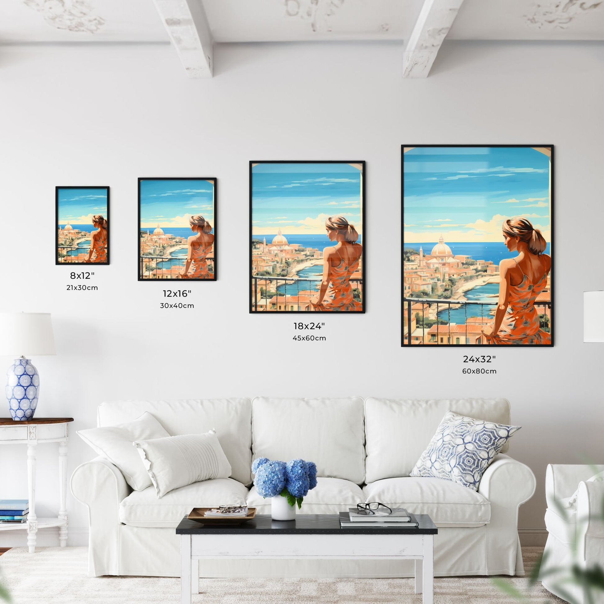 Woman Looking At A City Art Print Default Title