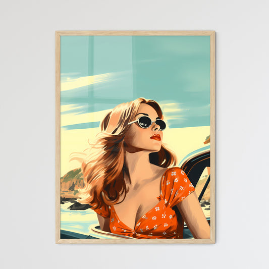 Woman In Sunglasses Looking Out Of A Car Window Art Print Default Title