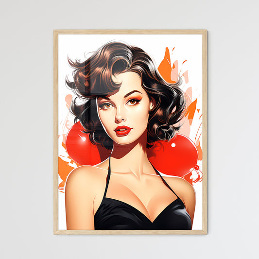 Woman With Red Lips And Black Dress Art Print Default Title