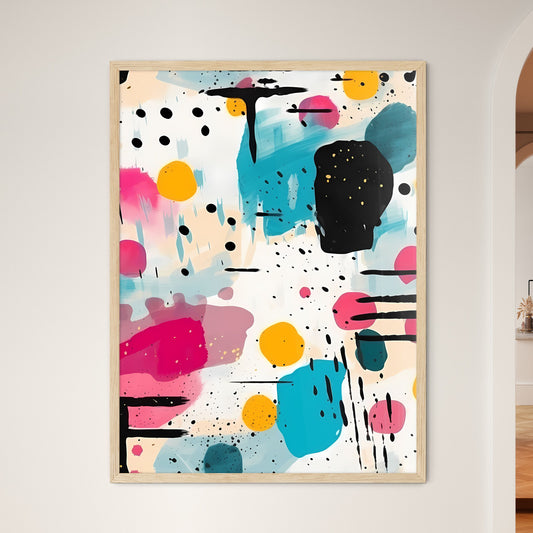 Colorful Pattern With Black And Pink Spots Art Print Default Title