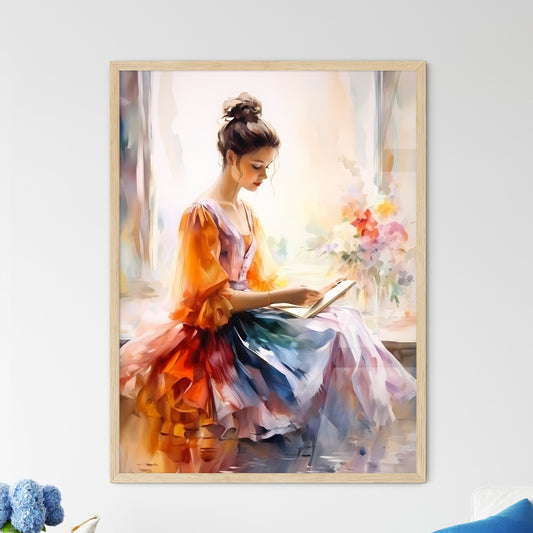 Woman In A Dress Reading A Book Art Print Default Title