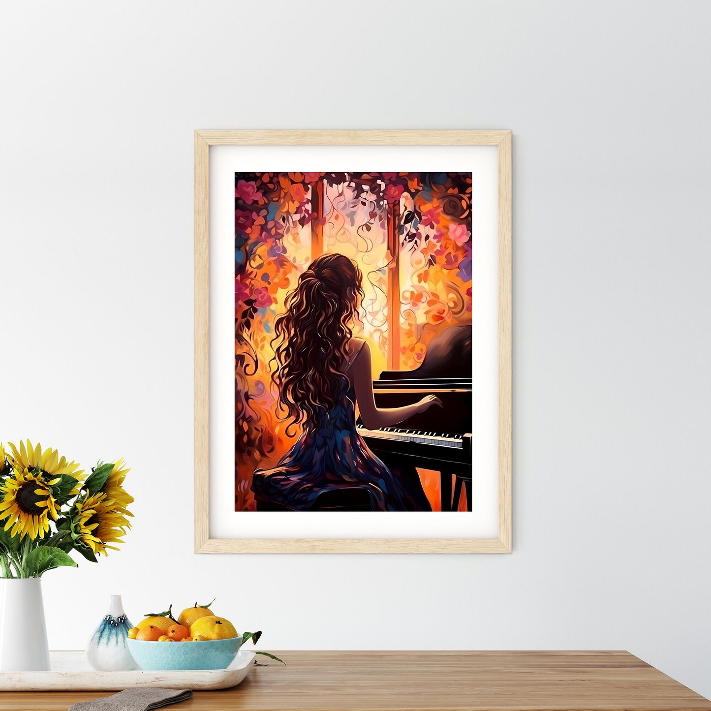 Woman Playing A Piano Art Print Default Title