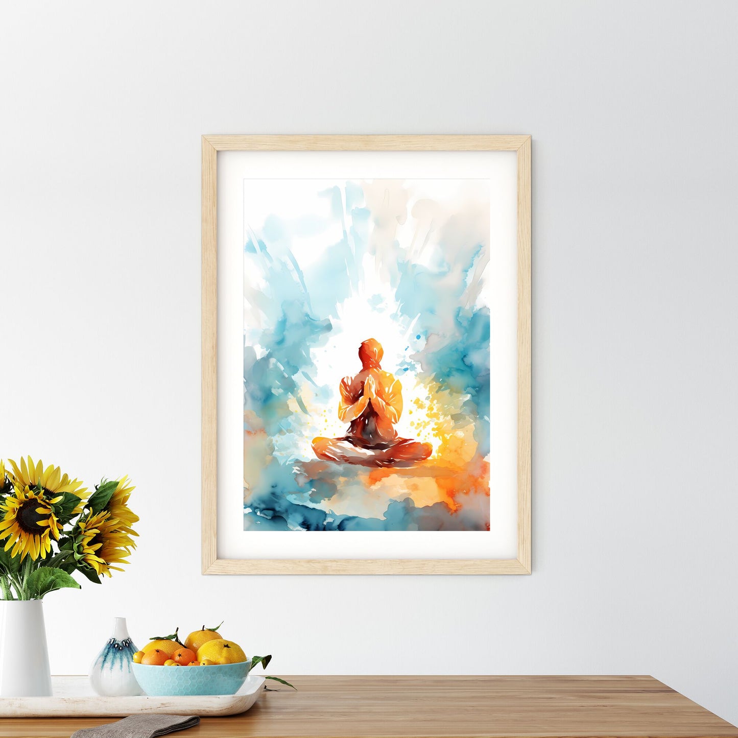 Person Sitting In A Lotus Position With Hands Together Art Print Default Title