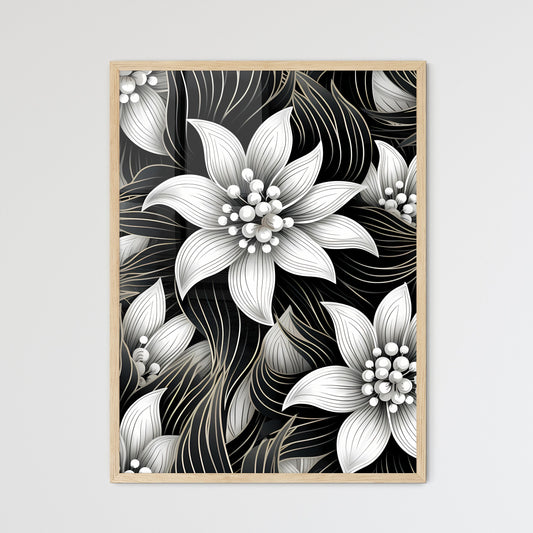 Black And White Flower Pattern Art Print Default Title