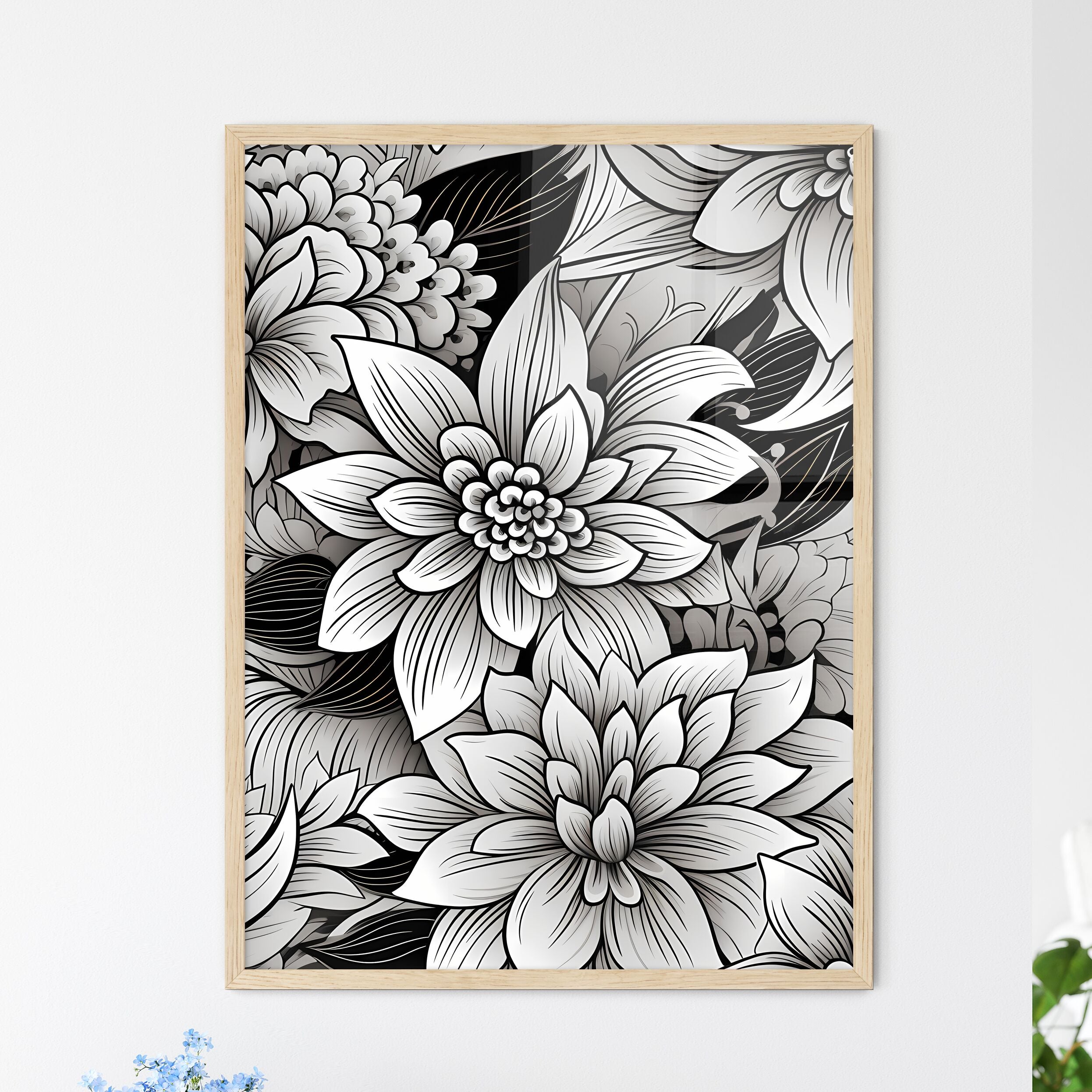 Black And White Floral Pattern Art Print by HEBSTREIT