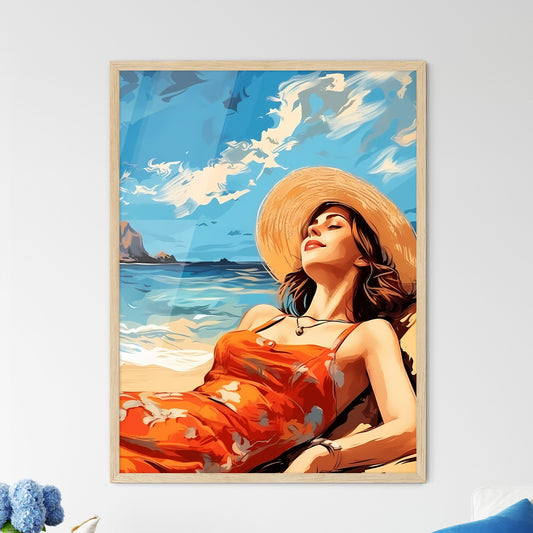 Woman Lying On A Beach Art Print Default Title