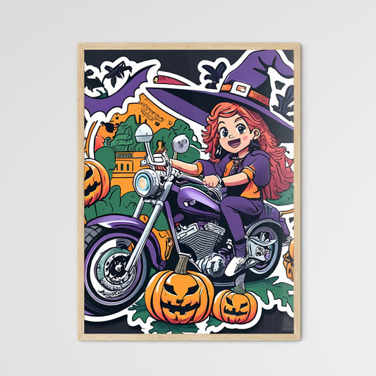 My Witch - A Cartoon Of A Person Riding A Motorcycle Art Print Default Title