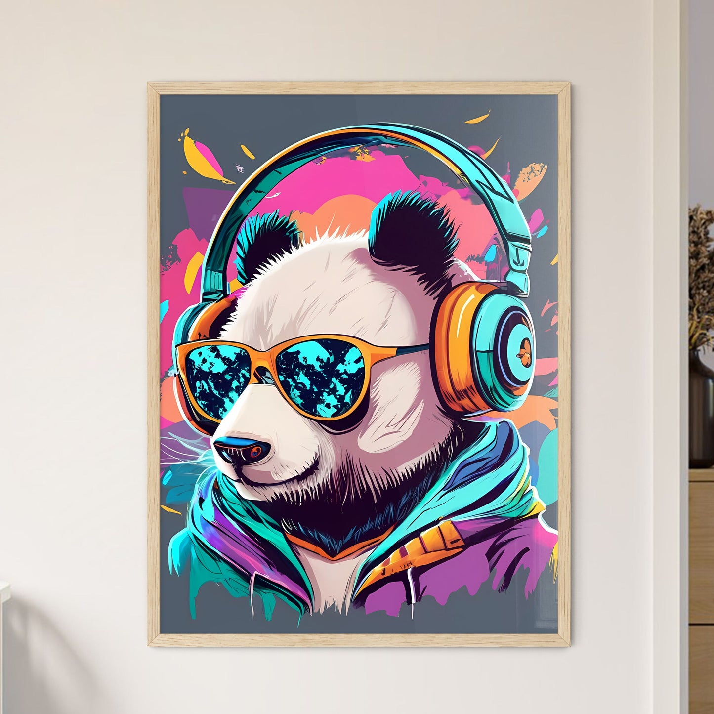 A Panda Wearing Headphones And Sunglasses Art Print Default Title