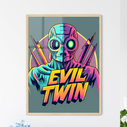 Evil Twin - A Cartoon Of A Alien With A Sign And Arrows Art Print Default Title