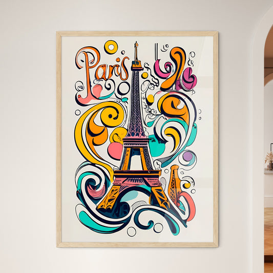 Paris - A Colorful Drawing Of A Tower Art Print Default Title