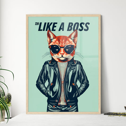 Like A Boss - A Cat Wearing Sunglasses And A Leather Jacket Art Print Default Title