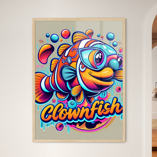 Clownfish - A Colorful Cartoon Fish With Goggles Art Print Default Title