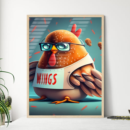 A Cartoon Chicken Wearing Glasses And A Bib Art Print Default Title