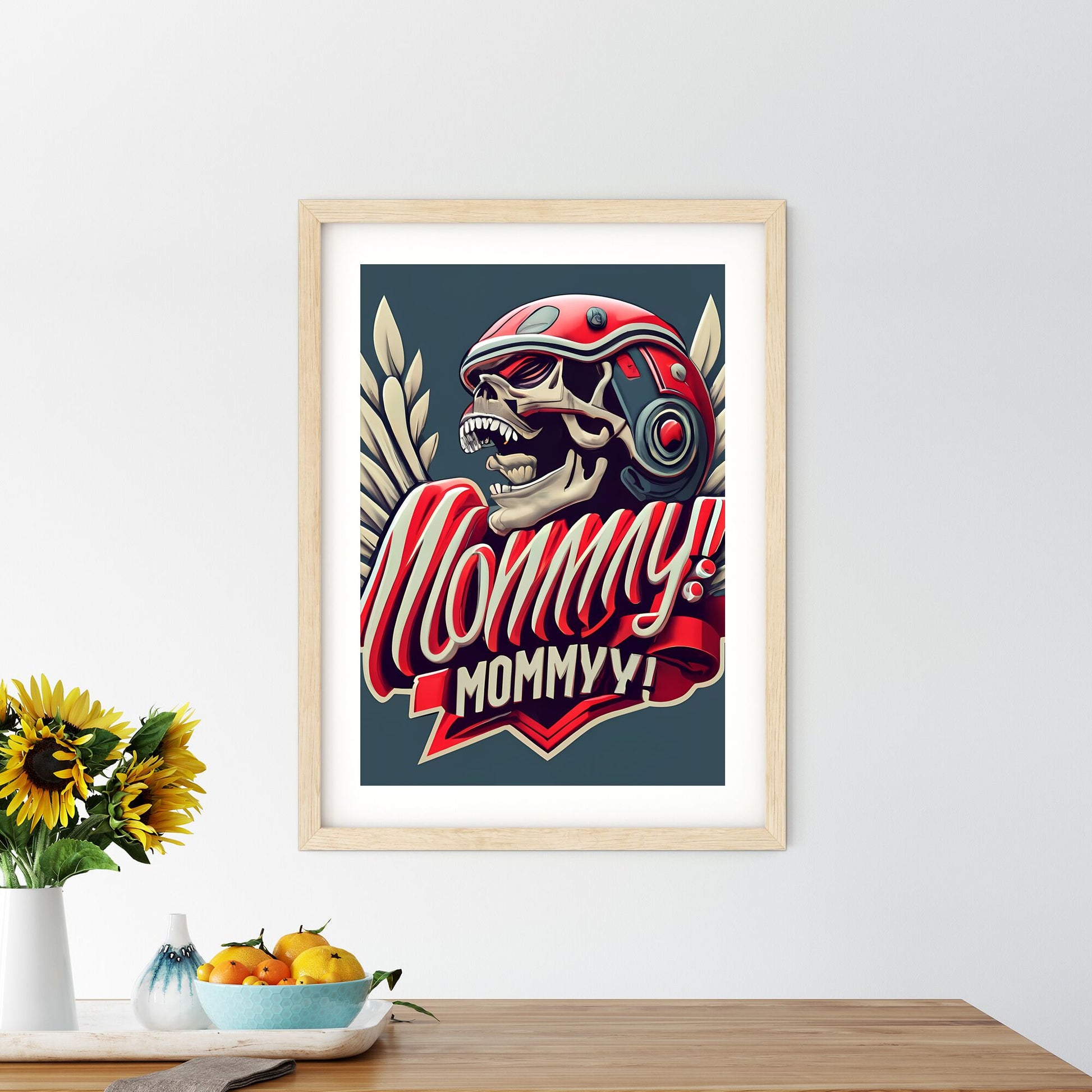 Mommy! Mommyy! - A Skull Wearing A Helmet Art Print Default Title