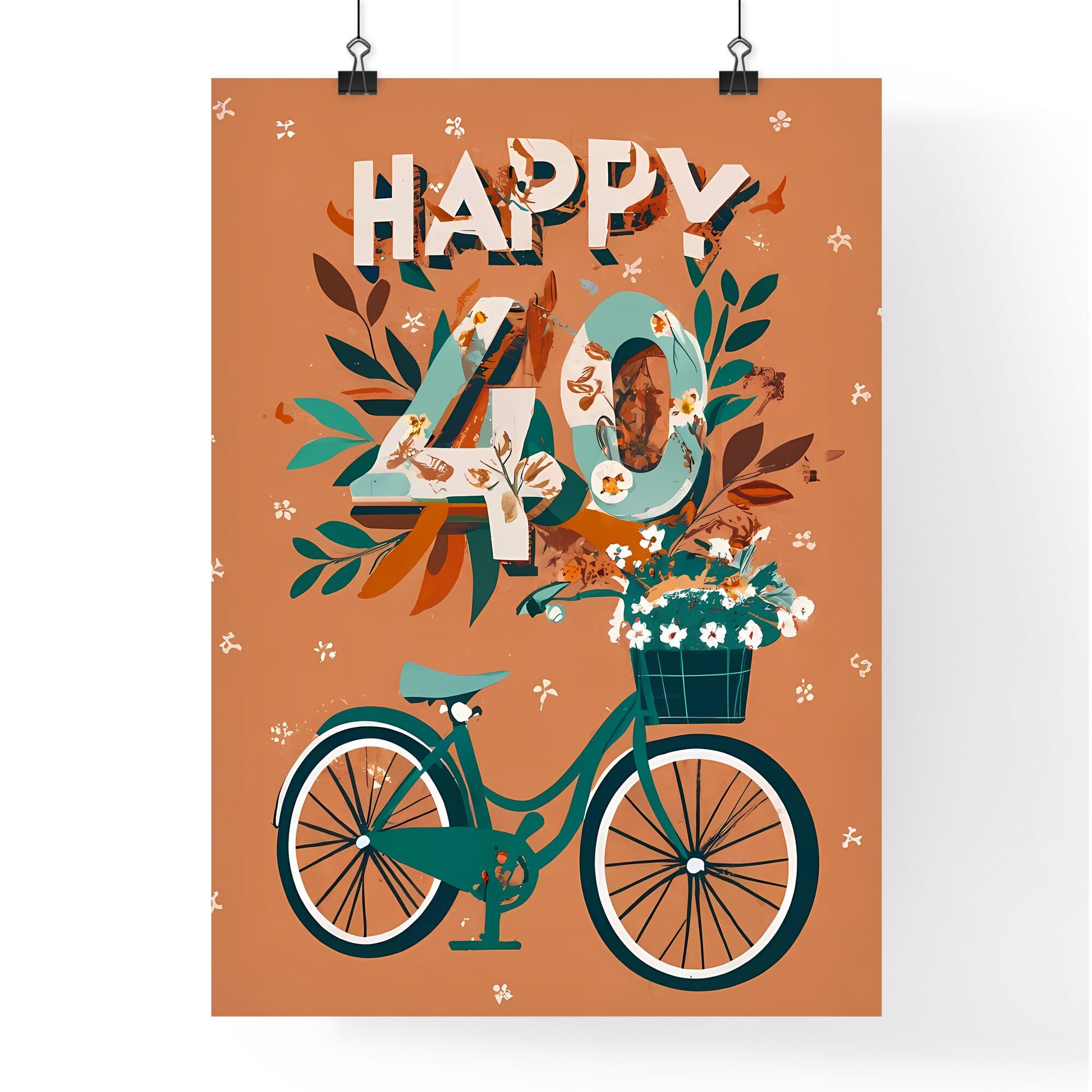 Happy 40Th - A Bicycle With Flowers On It Default Title