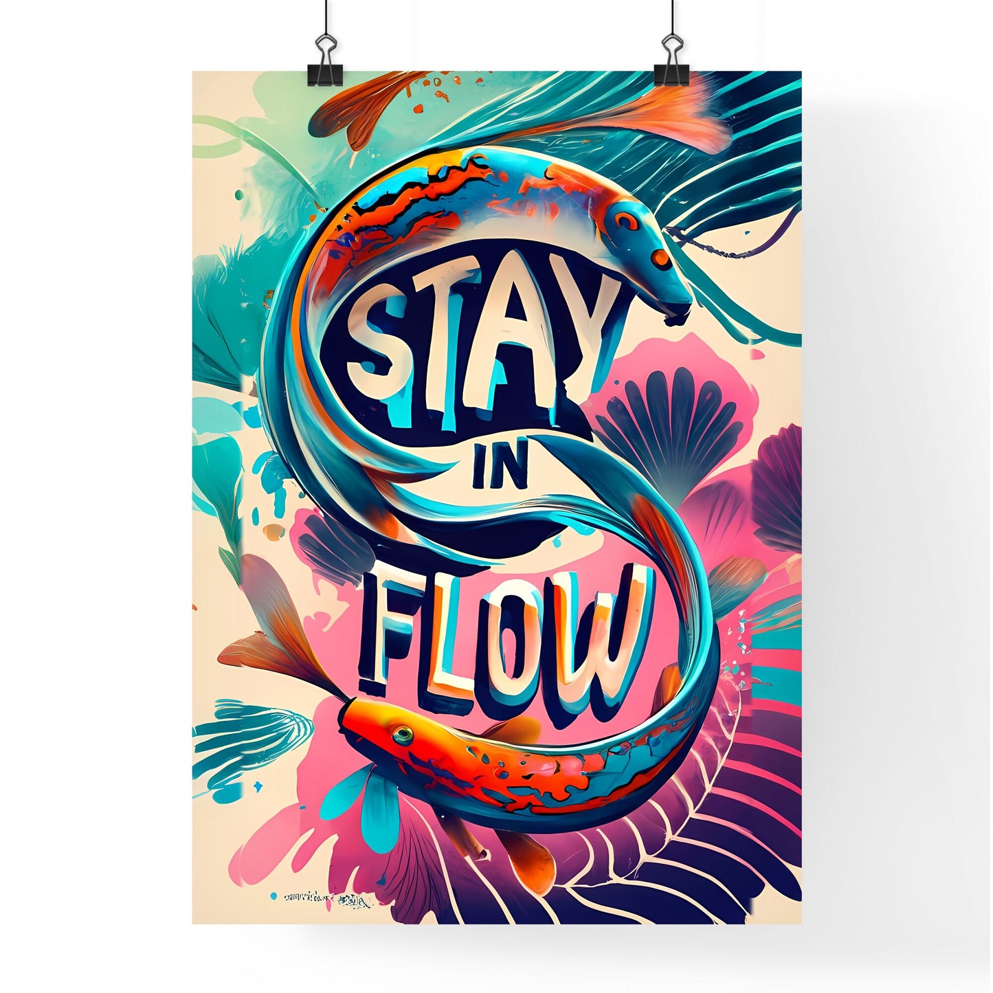 Stay In Flow - A Colorful Fish With Text Default Title