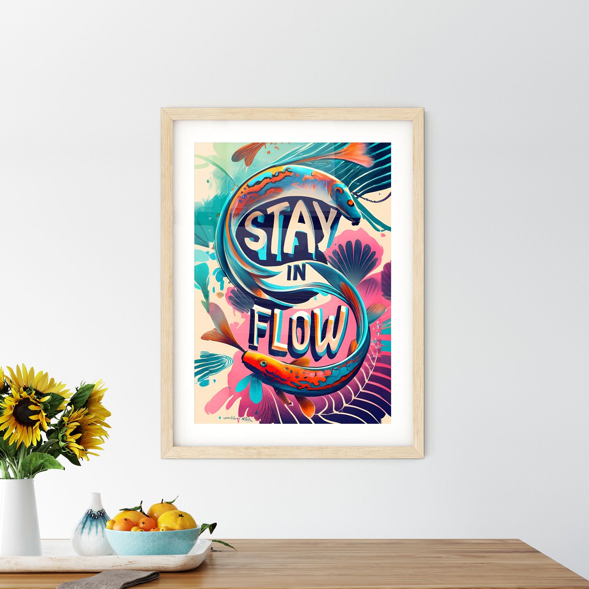 Stay In Flow - A Colorful Fish With Text Default Title