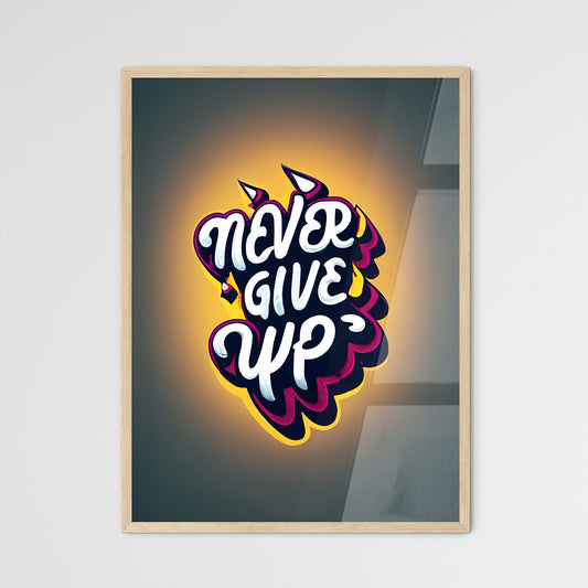 Never Give Up - A Colorful Text On A Black Background Default Title