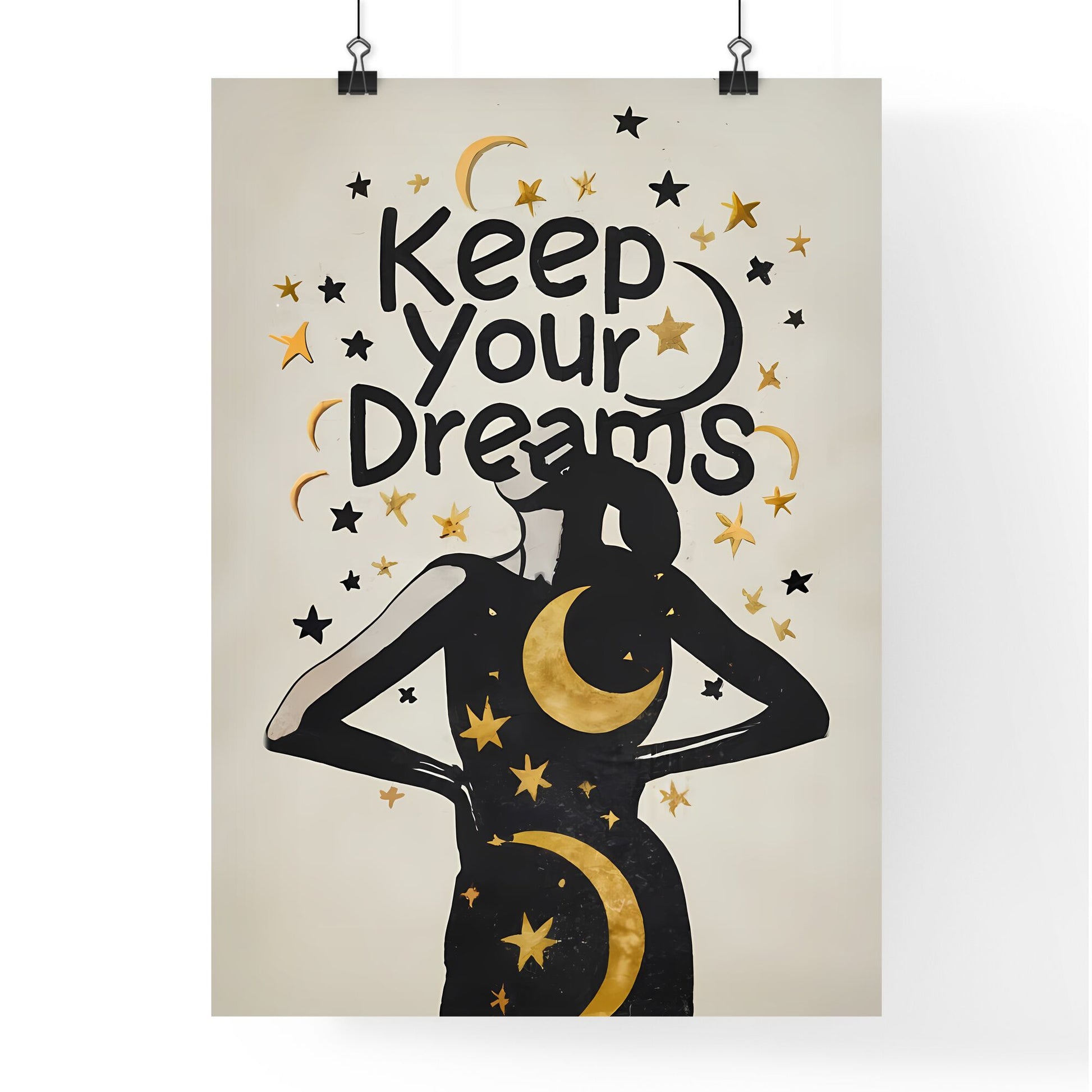 Keep Your Dreams - A Drawing Of A Woman With A Moon And Stars Default Title