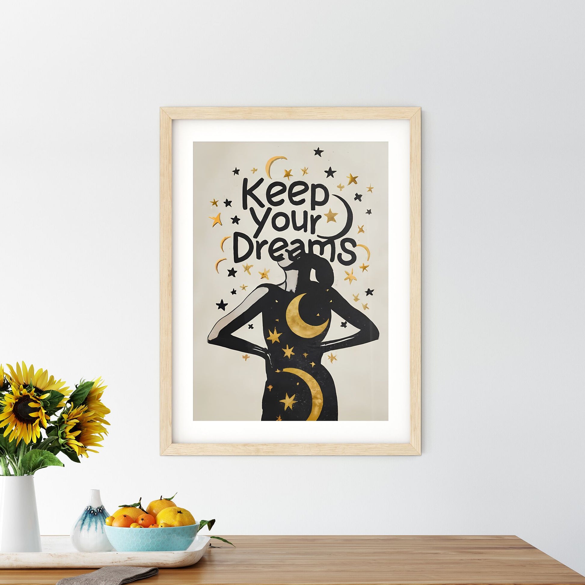 Keep Your Dreams - A Drawing Of A Woman With A Moon And Stars Default Title