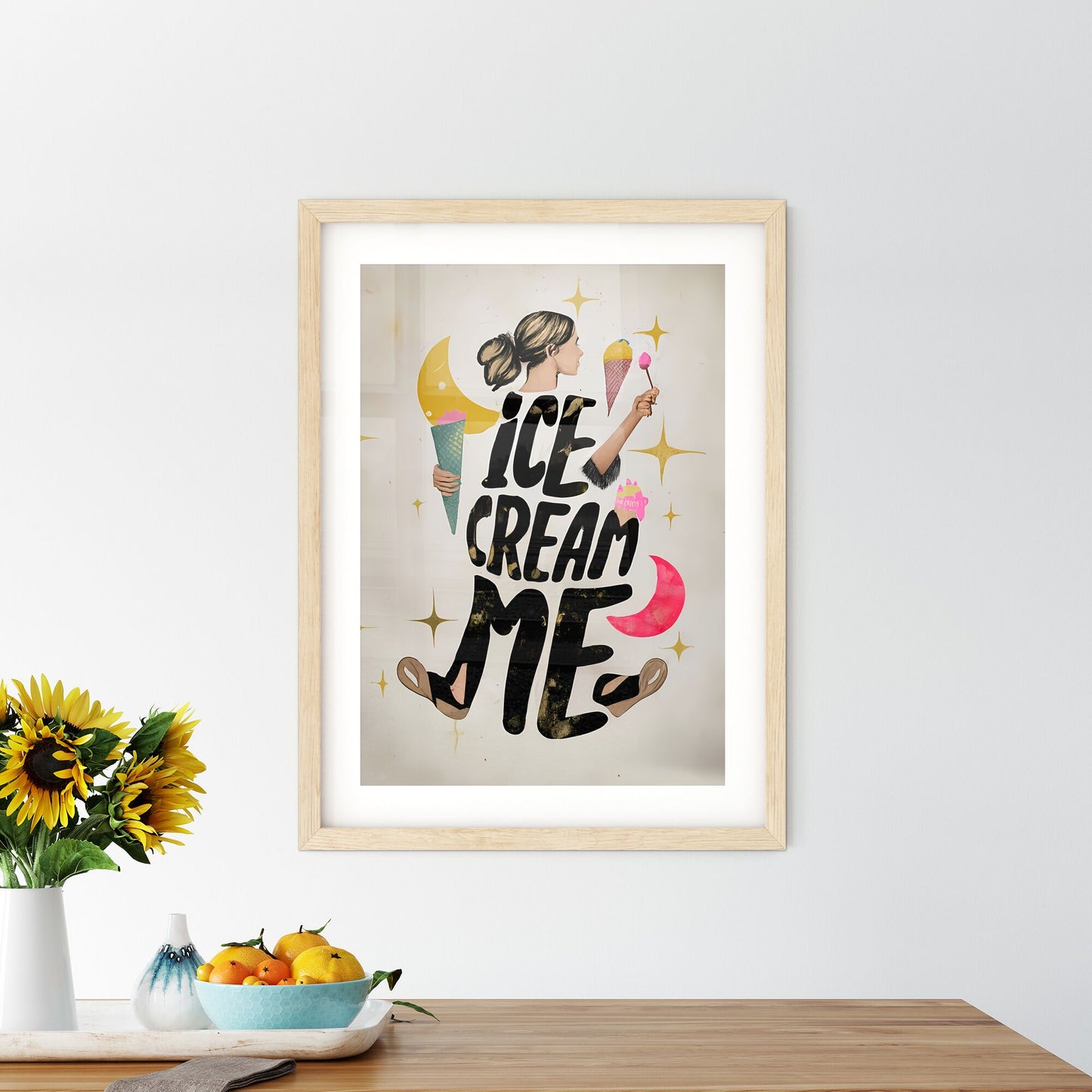Ice Cream Me - A Woman Holding Ice Cream Cones And Text Default Title
