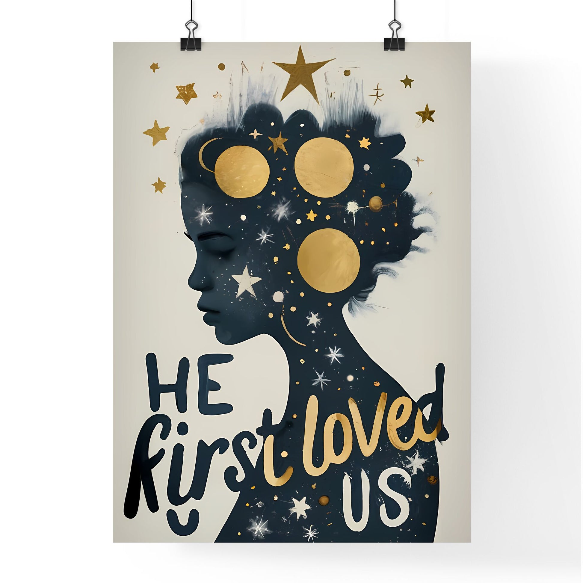 He First Loved Us - A Womans Profile With Stars And Moon Default Title