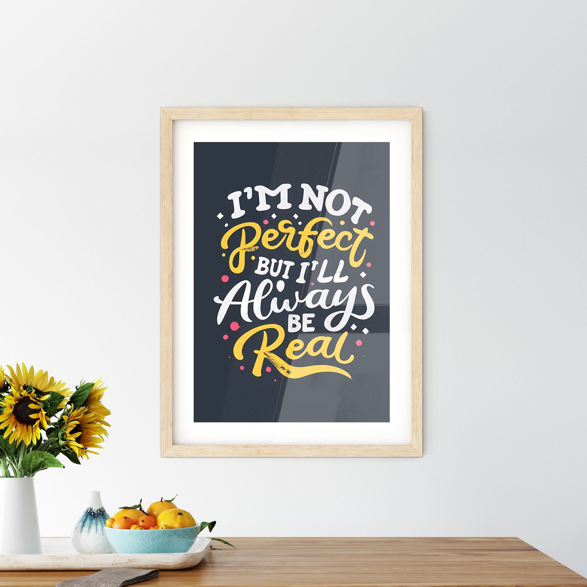 I'm Not Perfect But I'll. Always Be Real - A White And Yellow Text On A Black Background Default Title