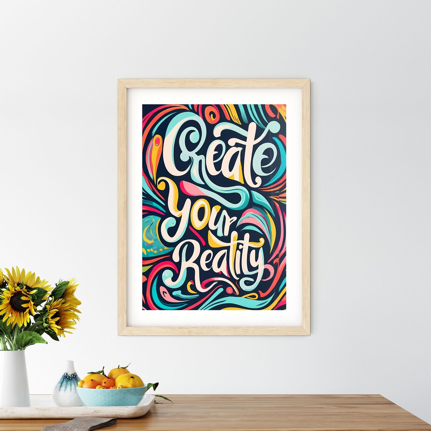 Create Your Reality - Colorful Art With Colorful Swirls And Words Default Title