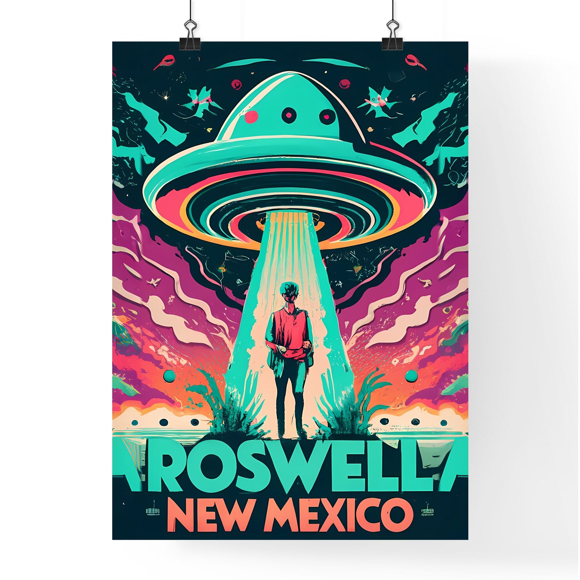 Rosewell, New Mexico - A Man Standing In Front Of A Ufo Default Title