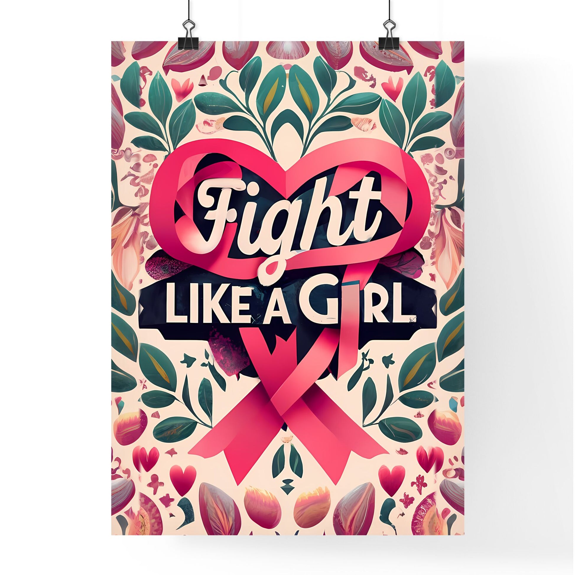 Fight Like A Girl - A Pink Ribbon And Flowers Default Title