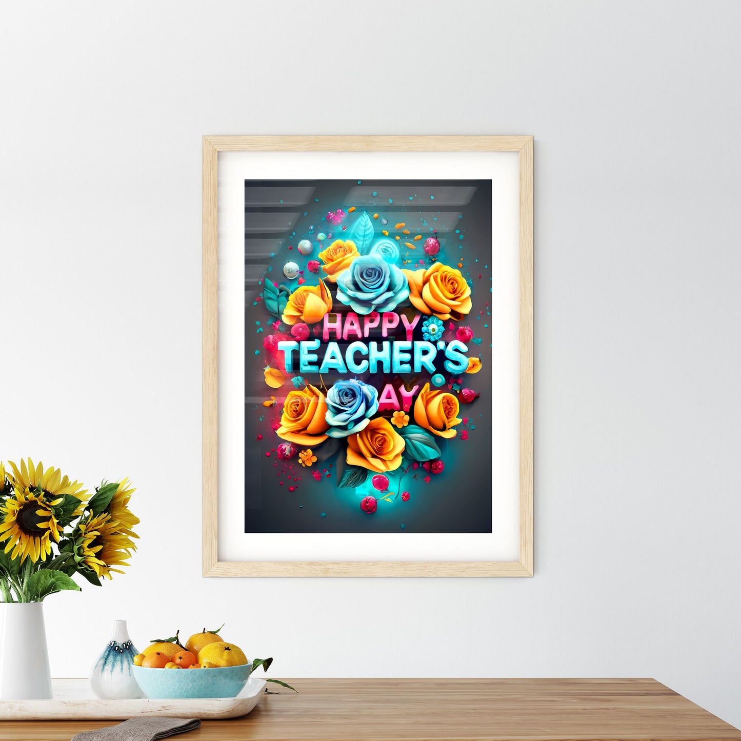 Happy Teachers - A Colorful Flowers And Text Default Title